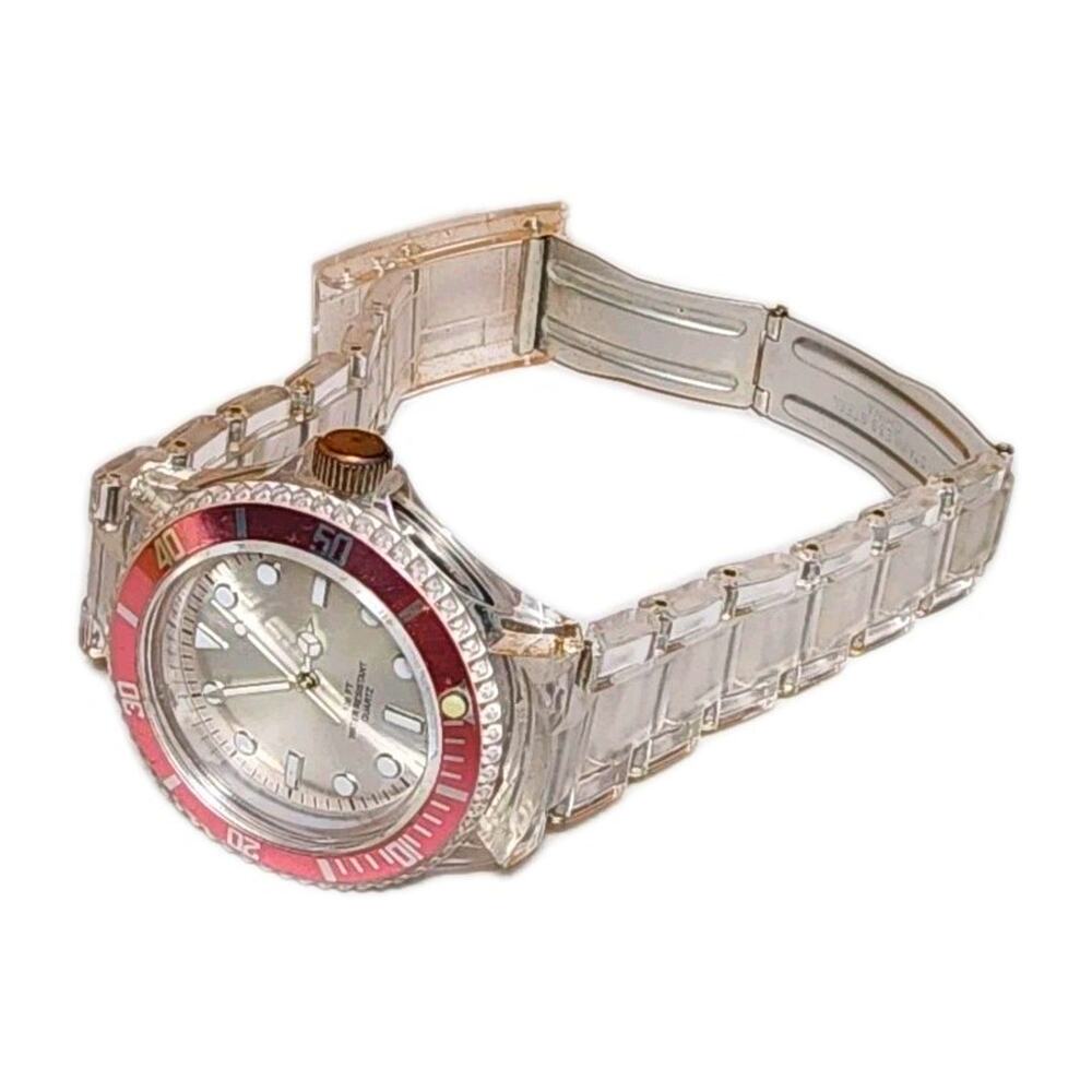 Vtg Watch Stainless Steel Case Pink Case Ring 100' Water Resistant TGHK 91-261
